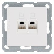 Розетка компьютерная 2-м RJ45 IP20 кат. 5E механизм бел. глянцевый Jasmart G6106W