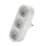 Разветвитель 3-м без заземл. 10А 2200Вт 250В плоский бел. DОМТОК 2655